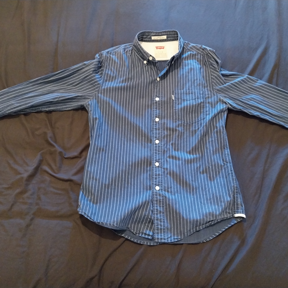 Levi's Navy Striped Button Down Shirt